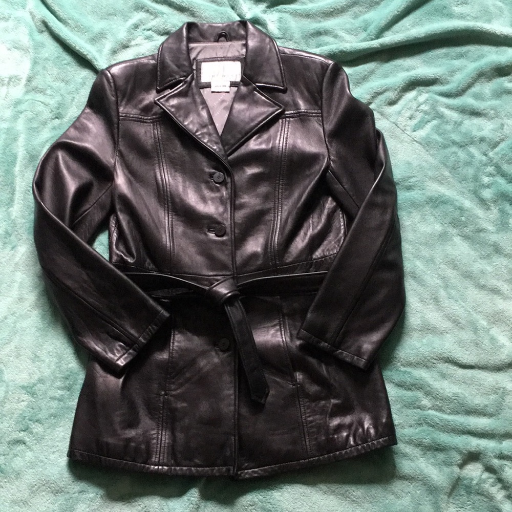 Nine West Genuine Black Leather Jacket